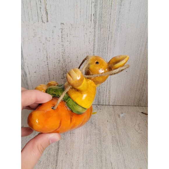 Vintage carrot Easter bunny swing ornament Xmas spring figure unique - Picture 4 of 5